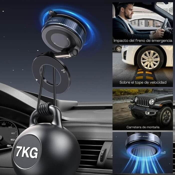 🚀 ¡EL ACCESORIO QUE TODO CONDUCTOR DEBERÍA TENER EN SU COCHE! | Soporte Magnético con Succión al Vacío Inteligente + Agarre Extremo + Rotación 360° 🔥
