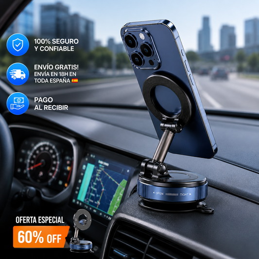 🚀 ¡EL ACCESORIO QUE TODO CONDUCTOR DEBERÍA TENER EN SU COCHE! | Soporte Magnético con Succión al Vacío Inteligente + Agarre Extremo + Rotación 360° 🔥