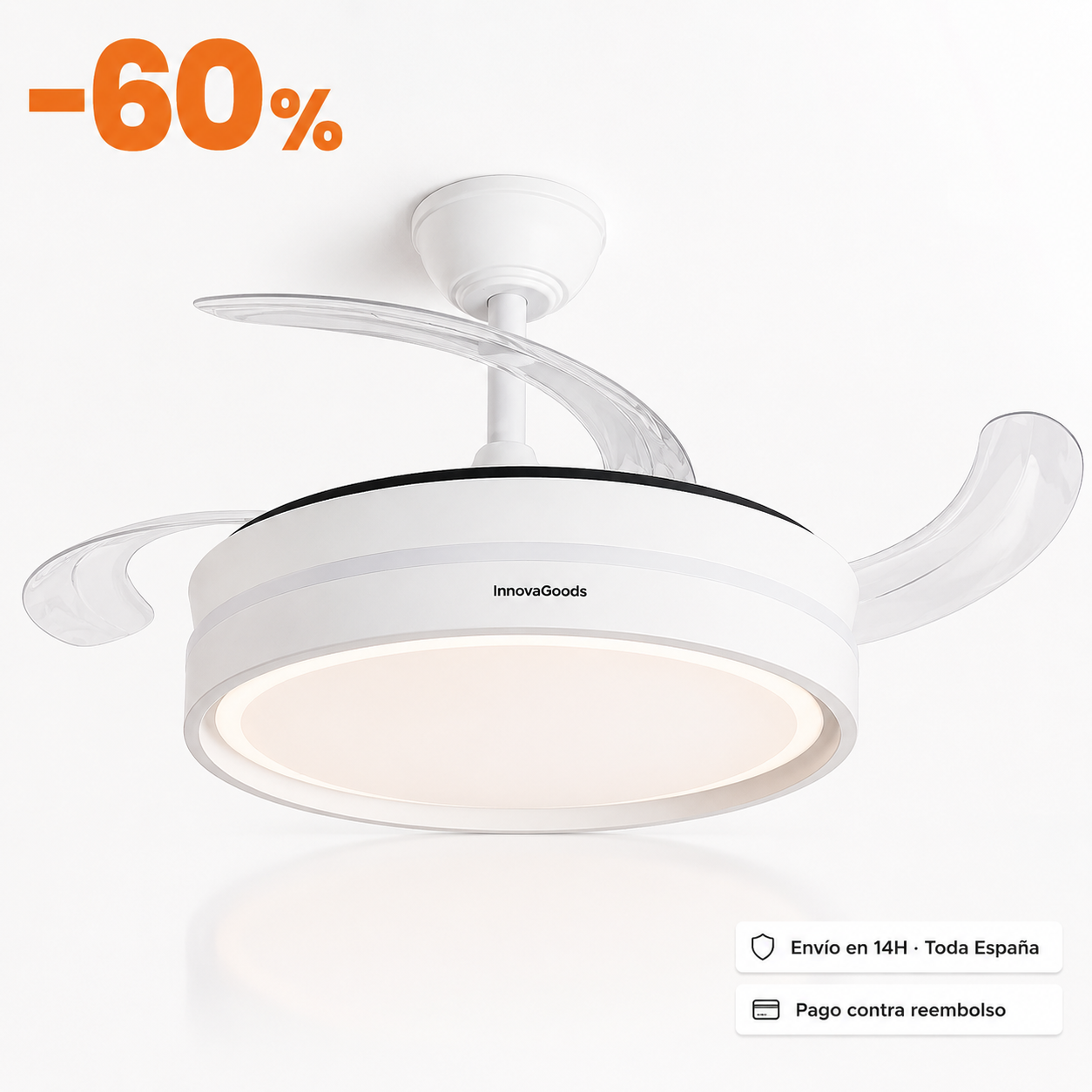 💡 Keteez AirLuxe™ | Ventilador de Techo Inteligente con Luz LED + 4 Aspas Retráctiles + Control Total del Ambiente 🔥
