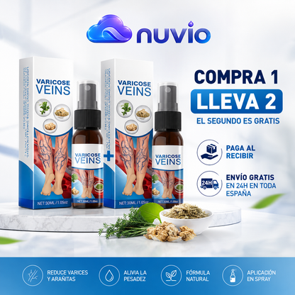 🦵 NUVIO™ | Spray para Varices — Compra 1 y LLEVA 2 |Piernas Más Ligeras 🔥