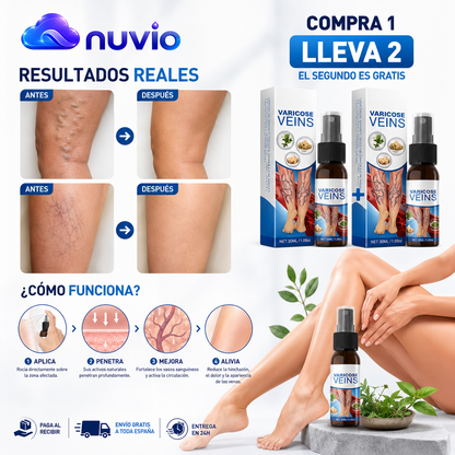 🦵 NUVIO™ | Spray para Varices — Compra 1 y LLEVA 2 |Piernas Más Ligeras 🔥