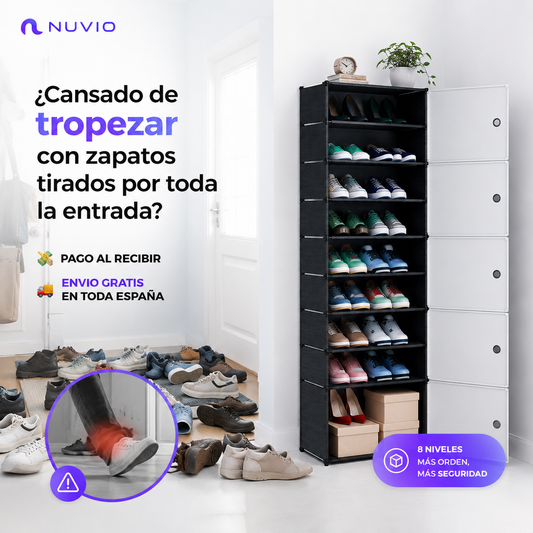 🏆FlexiS Zapatero Vertical 8 Niveles con Puerta Antipolvo — Organiza 20 pares en segundos🔥