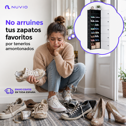 🏆FlexiS Zapatero Vertical 8 Niveles con Puerta Antipolvo — Organiza 20 pares en segundos🔥