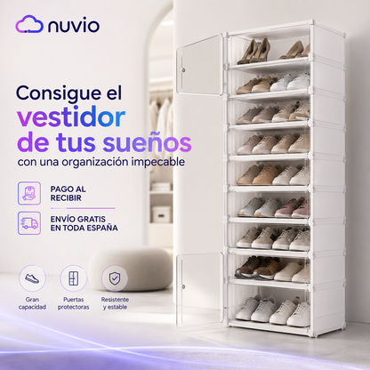 🏆FlexiS Zapatero Vertical 8 Niveles con Puerta Antipolvo — Organiza 20 pares en segundos🔥
